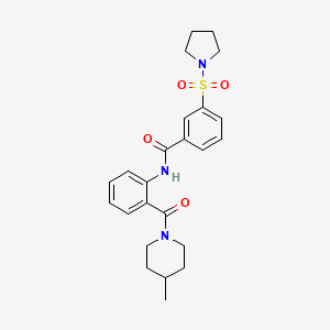 molecular formula C24H29N3O4S B2834482 N-[2-(4-METHYLPIPERIDINE-1-CARBONYL)PHENYL]-3-(PYRROLIDINE-1-SULFONYL)BENZAMIDE CAS No. 452055-65-1