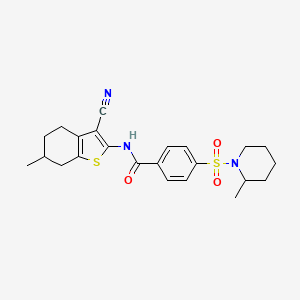 molecular formula C23H27N3O3S2 B2834487 N-(3-cyano-6-methyl-4,5,6,7-tetrahydro-1-benzothiophen-2-yl)-4-[(2-methylpiperidin-1-yl)sulfonyl]benzamide CAS No. 683765-69-7