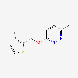 molecular formula C11H12N2OS B2834523 3-Methyl-6-[(3-methylthiophen-2-yl)methoxy]pyridazine CAS No. 2201392-37-0