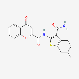 molecular formula C20H18N2O4S B2834537 N-(3-carbamoyl-6-methyl-4,5,6,7-tetrahydrobenzo[b]thiophen-2-yl)-4-oxo-4H-chromene-2-carboxamide CAS No. 443329-43-9