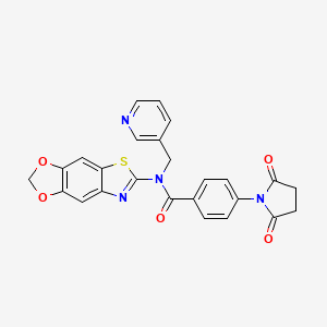 molecular formula C25H18N4O5S B2834543 N-([1,3]dioxolo[4,5-f][1,3]benzothiazol-6-yl)-4-(2,5-dioxopyrrolidin-1-yl)-N-(pyridin-3-ylmethyl)benzamide CAS No. 895019-73-5