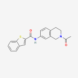 molecular formula C20H18N2O2S B2834544 N-(2-acetyl-1,2,3,4-tetrahydroisoquinolin-7-yl)-1-benzothiophene-2-carboxamide CAS No. 2034550-00-8