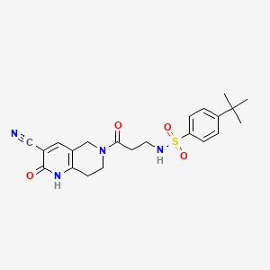4-(tert-butyl)-N-(3-(3-cyano-2-oxo-1,2,7,8-tetrahydro-1,6-naphthyridin-6(5H)-yl)-3-oxopropyl)benzenesulfonamide