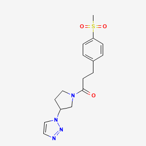 1-(3-(1H-1,2,3-triazol-1-yl)pyrrolidin-1-yl)-3-(4-(methylsulfonyl)phenyl)propan-1-one