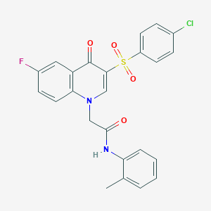 molecular formula C24H18ClFN2O4S B2834621 2-[3-(4-chlorobenzenesulfonyl)-6-fluoro-4-oxo-1,4-dihydroquinolin-1-yl]-N-(2-methylphenyl)acetamide CAS No. 866808-73-3
