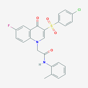 2-[3-(4-chlorophenyl)sulfonyl-6-fluoro-4-oxoquinolin-1-yl]-N-(2-methylphenyl)acetamide