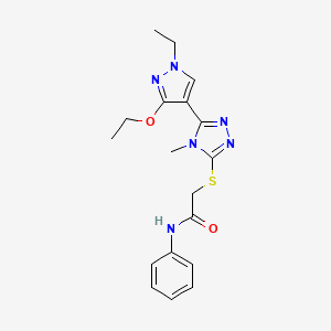 2-((5-(3-ethoxy-1-ethyl-1H-pyrazol-4-yl)-4-methyl-4H-1,2,4-triazol-3-yl)thio)-N-phenylacetamide