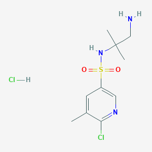 molecular formula C10H17Cl2N3O2S B2834627 N-(1-Amino-2-methylpropan-2-yl)-6-chloro-5-methylpyridine-3-sulfonamide;hydrochloride CAS No. 1465348-48-4