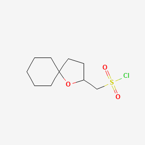 molecular formula C10H17ClO3S B2834637 {1-Oxaspiro[4.5]decan-2-yl}methanesulfonyl chloride CAS No. 1593899-47-8