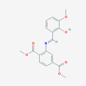 molecular formula C18H17NO6 B2834657 dimethyl 2-{[(1E)-(2-hydroxy-3-methoxyphenyl)methylene]amino}terephthalate CAS No. 1232826-96-8