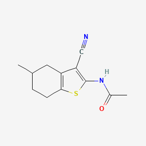 molecular formula C12H14N2OS B2834663 N-(3-cyano-5-methyl-4,5,6,7-tetrahydrobenzo[b]thiophen-2-yl)acetamide CAS No. 391221-57-1