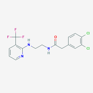 molecular formula C16H14Cl2F3N3O B2834664 2-(3,4-dichlorophenyl)-N-(2-{[3-(trifluoromethyl)pyridin-2-yl]amino}ethyl)acetamide CAS No. 1371912-75-2