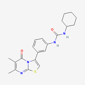 molecular formula C21H24N4O2S B2834672 1-cyclohexyl-3-(3-(6,7-dimethyl-5-oxo-5H-thiazolo[3,2-a]pyrimidin-3-yl)phenyl)urea CAS No. 1021116-67-5