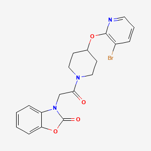 molecular formula C19H18BrN3O4 B2834673 3-(2-(4-((3-bromopyridin-2-yl)oxy)piperidin-1-yl)-2-oxoethyl)benzo[d]oxazol-2(3H)-one CAS No. 1448057-23-5