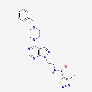 molecular formula C22H25N9OS B2834679 N-(2-(4-(4-benzylpiperazin-1-yl)-1H-pyrazolo[3,4-d]pyrimidin-1-yl)ethyl)-4-methyl-1,2,3-thiadiazole-5-carboxamide CAS No. 1021026-02-7
