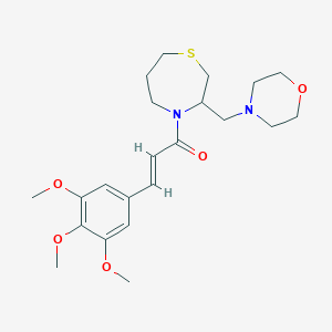 molecular formula C22H32N2O5S B2834680 (E)-1-(3-(morpholinomethyl)-1,4-thiazepan-4-yl)-3-(3,4,5-trimethoxyphenyl)prop-2-en-1-one CAS No. 1421588-22-8
