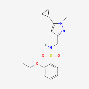 molecular formula C16H21N3O3S B2834682 N-((5-cyclopropyl-1-methyl-1H-pyrazol-3-yl)methyl)-2-ethoxybenzenesulfonamide CAS No. 1448072-29-4