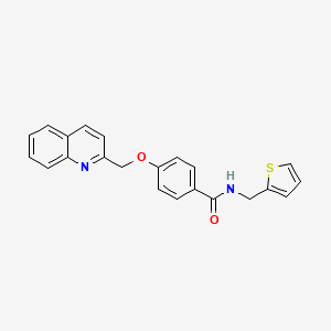 molecular formula C22H18N2O2S B2834686 4-(quinolin-2-ylmethoxy)-N-(thiophen-2-ylmethyl)benzamide CAS No. 1171681-35-8