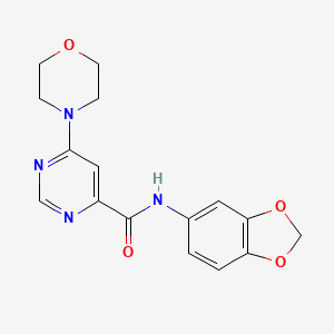 molecular formula C16H16N4O4 B2834691 N-(benzo[d][1,3]dioxol-5-yl)-6-morpholinopyrimidine-4-carboxamide CAS No. 1908171-50-5