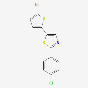 molecular formula C13H7BrClNS2 B2834697 5-(5-Bromothiophen-2-yl)-2-(4-chlorophenyl)-1,3-thiazole CAS No. 329080-44-6