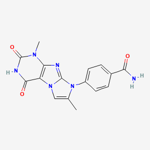 molecular formula C16H14N6O3 B2834704 4-(4,7-dimethyl-1,3-dioxopurino[7,8-a]imidazol-6-yl)benzamide CAS No. 1021097-86-8