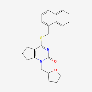 4-((naphthalen-1-ylmethyl)thio)-1-((tetrahydrofuran-2-yl)methyl)-6,7-dihydro-1H-cyclopenta[d]pyrimidin-2(5H)-one