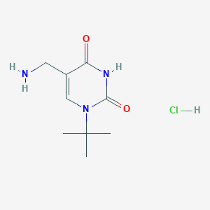 molecular formula C9H16ClN3O2 B2834711 5-(Aminomethyl)-1-(tert-butyl)pyrimidine-2,4(1H,3H)-dione hydrochloride CAS No. 2137599-70-1