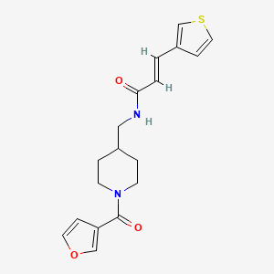 molecular formula C18H20N2O3S B2834716 (E)-N-((1-(furan-3-carbonyl)piperidin-4-yl)methyl)-3-(thiophen-3-yl)acrylamide CAS No. 1396891-36-3