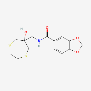 molecular formula C14H17NO4S2 B2834717 N-[(6-hydroxy-1,4-dithiepan-6-yl)methyl]-2H-1,3-benzodioxole-5-carboxamide CAS No. 2415466-46-3