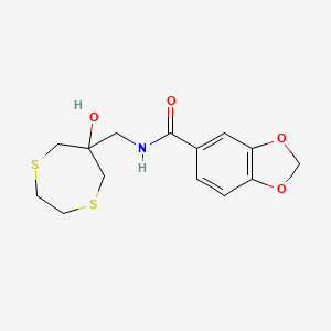 molecular formula C14H17NO4S2 B2834717 N-[(6-Hydroxy-1,4-dithiepan-6-yl)methyl]-1,3-benzodioxole-5-carboxamide CAS No. 2415466-46-3