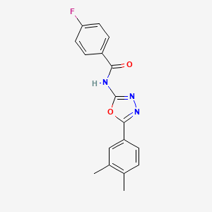 molecular formula C17H14FN3O2 B2834722 N-[5-(3,4-dimethylphenyl)-1,3,4-oxadiazol-2-yl]-4-fluorobenzamide CAS No. 899734-47-5
