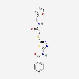 molecular formula C16H14N4O3S2 B2834727 N-{5-[({[(furan-2-yl)methyl]carbamoyl}methyl)sulfanyl]-1,3,4-thiadiazol-2-yl}benzamide CAS No. 893343-07-2