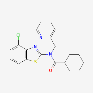 molecular formula C20H20ClN3OS B2834728 N-(4-chlorobenzo[d]thiazol-2-yl)-N-(pyridin-2-ylmethyl)cyclohexanecarboxamide CAS No. 941878-15-5
