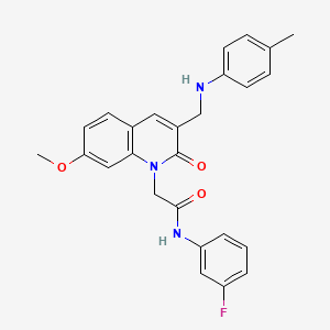 molecular formula C26H24FN3O3 B2834735 N-(3-fluorophenyl)-2-(7-methoxy-3-{[(4-methylphenyl)amino]methyl}-2-oxo-1,2-dihydroquinolin-1-yl)acetamide CAS No. 894553-18-5