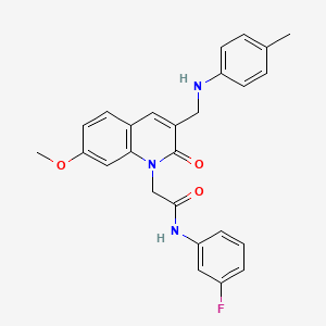 molecular formula C26H24FN3O3 B2834735 N-(3-fluorophenyl)-2-(7-methoxy-2-oxo-3-((p-tolylamino)methyl)quinolin-1(2H)-yl)acetamide CAS No. 894553-18-5