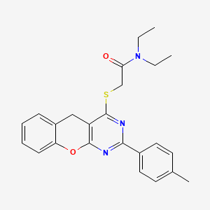 molecular formula C24H25N3O2S B2834742 N,N-Diethyl-2-{[2-(4-methylphenyl)-5H-chromeno[2,3-D]pyrimidin-4-YL]sulfanyl}acetamide CAS No. 895651-40-8