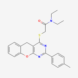 molecular formula C24H25N3O2S B2834742 N,N-diethyl-2-((2-(p-tolyl)-5H-chromeno[2,3-d]pyrimidin-4-yl)thio)acetamide CAS No. 895651-40-8