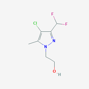 molecular formula C7H9ClF2N2O B2834745 2-[4-Chloro-3-(difluoromethyl)-5-methylpyrazol-1-yl]ethanol CAS No. 1946822-95-2