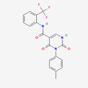 molecular formula C19H14F3N3O3 B2834747 2,4-二氧代-3-(对甲苯)-N-(2-(三氟甲基)苯基)-1,2,3,4-四氢嘧啶-5-甲酰胺 CAS No. 863610-88-2