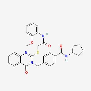 molecular formula C30H30N4O4S B2834748 N-cyclopentyl-4-{[2-({[(2-methoxyphenyl)carbamoyl]methyl}sulfanyl)-4-oxo-3,4-dihydroquinazolin-3-yl]methyl}benzamide CAS No. 1115549-79-5