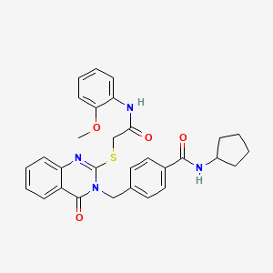 molecular formula C30H30N4O4S B2834748 N-cyclopentyl-4-((2-((2-((2-methoxyphenyl)amino)-2-oxoethyl)thio)-4-oxoquinazolin-3(4H)-yl)methyl)benzamide CAS No. 1115549-79-5