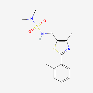 molecular formula C14H19N3O2S2 B2834750 5-[(Dimethylsulfamoylamino)methyl]-4-methyl-2-(2-methylphenyl)-1,3-thiazole CAS No. 1448133-20-7