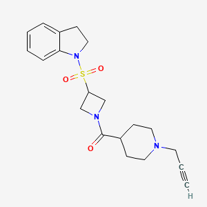molecular formula C20H25N3O3S B2834752 1-({1-[1-(prop-2-yn-1-yl)piperidine-4-carbonyl]azetidin-3-yl}sulfonyl)-2,3-dihydro-1H-indole CAS No. 1797975-63-3