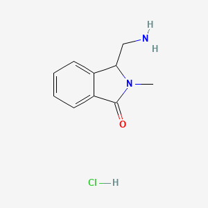 molecular formula C10H13ClN2O B2834754 3-(aminomethyl)-2-methyl-2,3-dihydro-1H-isoindol-1-one hydrochloride CAS No. 2044872-82-2