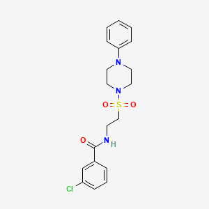 molecular formula C19H22ClN3O3S B2834755 3-chloro-N-{2-[(4-phenylpiperazin-1-yl)sulfonyl]ethyl}benzamide CAS No. 897612-19-0