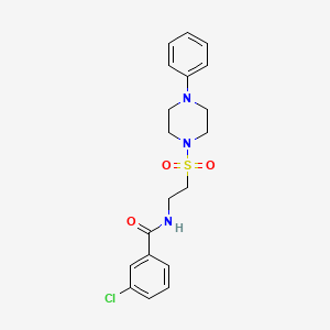 molecular formula C19H22ClN3O3S B2834755 3-chloro-N-[2-(4-phenylpiperazin-1-yl)sulfonylethyl]benzamide CAS No. 897612-19-0