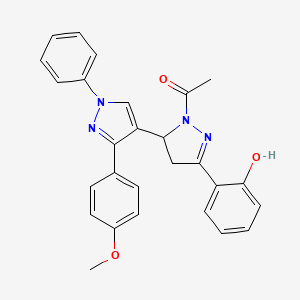 molecular formula C27H24N4O3 B2834756 1-(5-(2-hydroxyphenyl)-3'-(4-methoxyphenyl)-1'-phenyl-3,4-dihydro-1'H,2H-[3,4'-bipyrazol]-2-yl)ethanone CAS No. 1007182-19-5