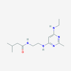 B2834764 N-(2-((6-(ethylamino)-2-methylpyrimidin-4-yl)amino)ethyl)-3-methylbutanamide CAS No. 1203259-46-4