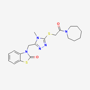 molecular formula C19H23N5O2S2 B2834773 3-((5-((2-(氮杂辛烷-1-基)-2-氧代乙基)硫代)-4-甲基-4H-1,2,4-三唑-3-基)甲基)苯并[ d ]噻唑-2(3H)-酮 CAS No. 847400-10-6