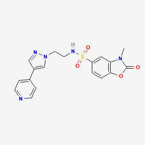 molecular formula C18H17N5O4S B2834774 3-methyl-2-oxo-N-{2-[4-(pyridin-4-yl)-1H-pyrazol-1-yl]ethyl}-2,3-dihydro-1,3-benzoxazole-5-sulfonamide CAS No. 2034355-04-7